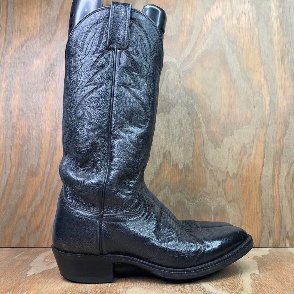 Dan Post Black Cowhide Leather Western Boots